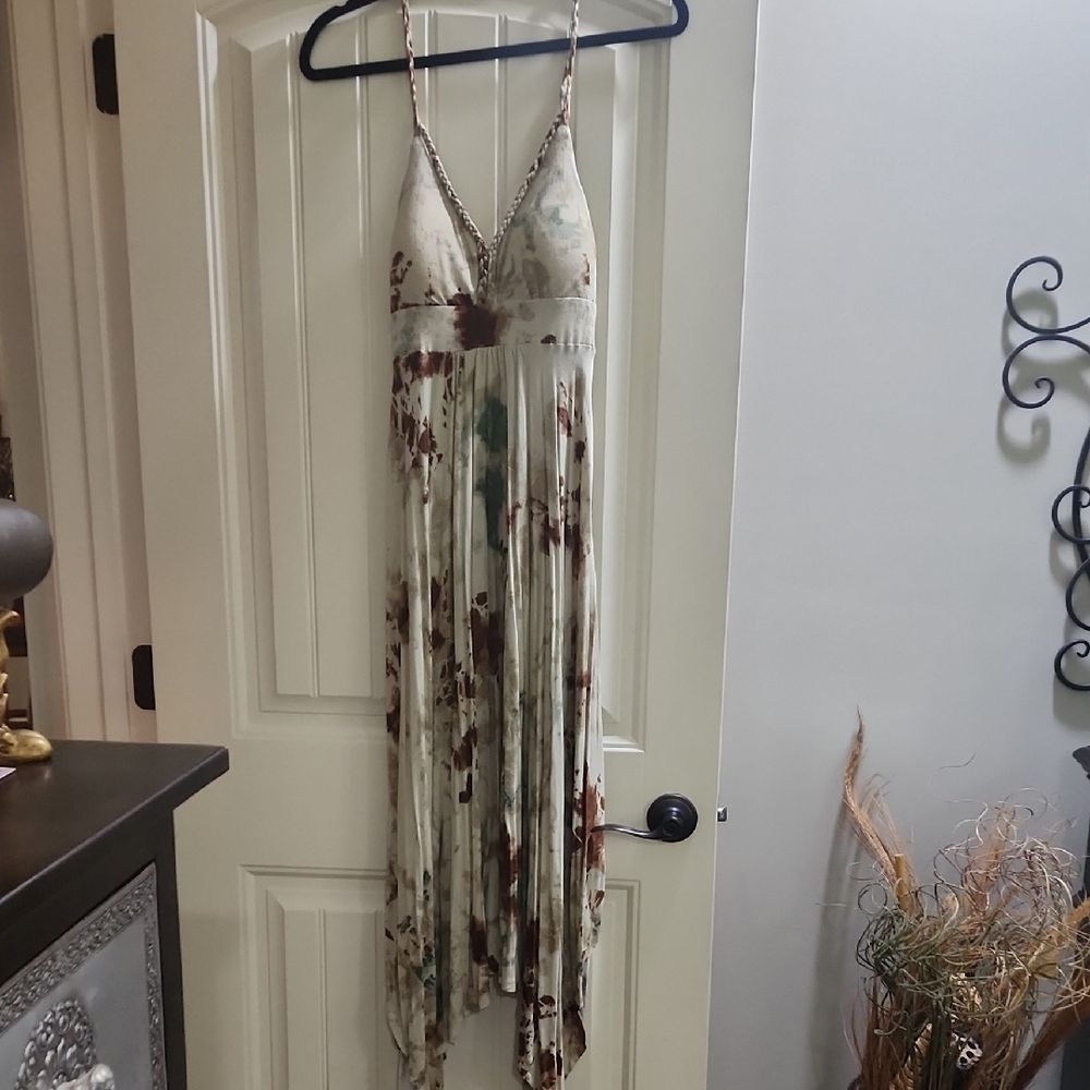 American Rag Floral Midi Dress - Cream and Brown